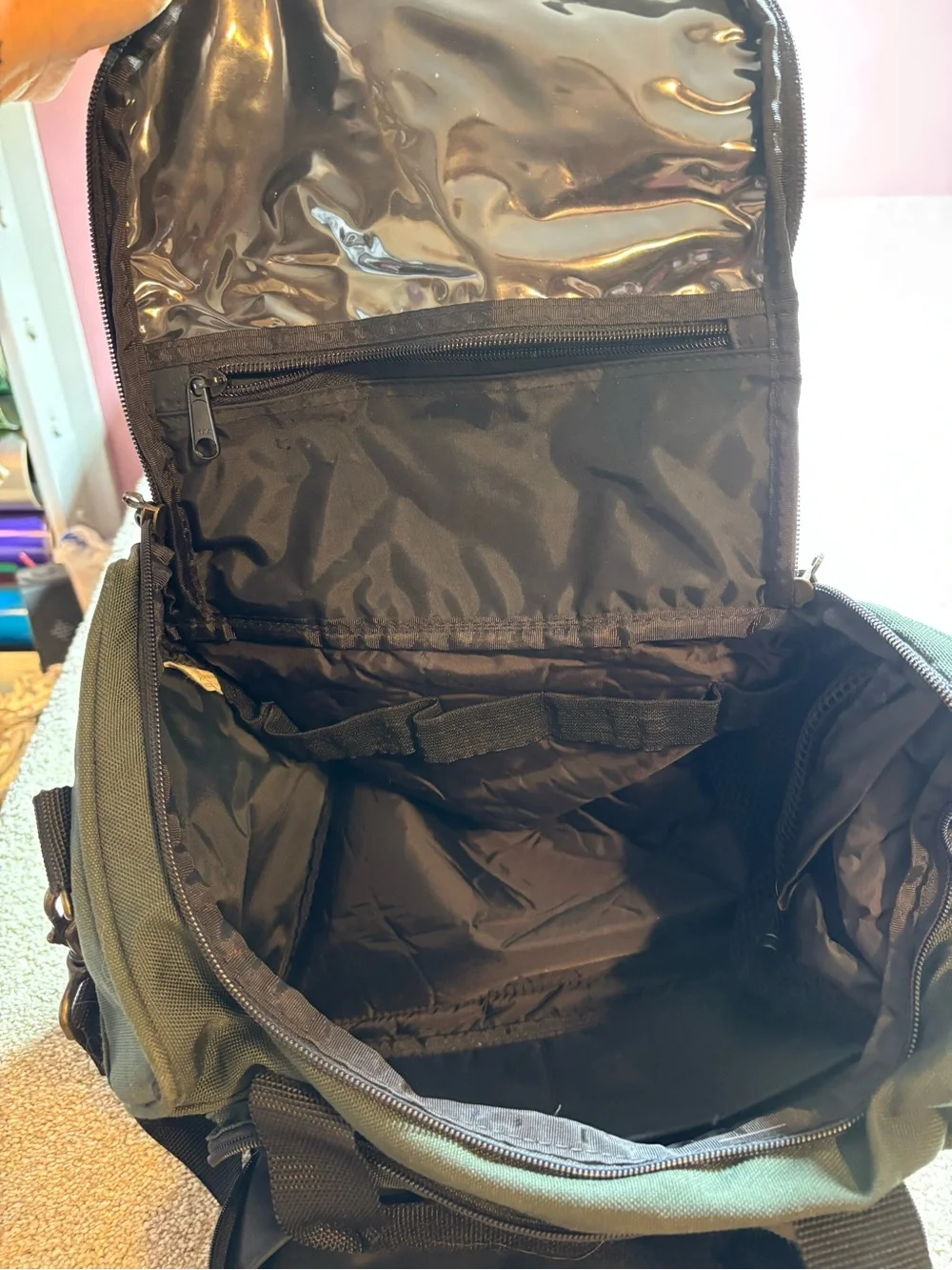 Eddie Bauer men’s small vintage bag with leather overnight bag